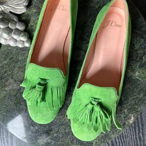 J. Crew Lime Green Suede Loafers NWOT US Size 6.5